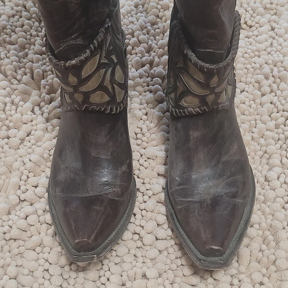 Old Gringo 7 1/2 B Distressed walking heel knee Boots - Picture 9 of 16